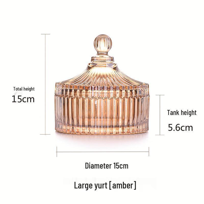 European Glass Bowl Jewelry Box: Crystal Demagnetization Purification Jar with Omamori Salt and Lid