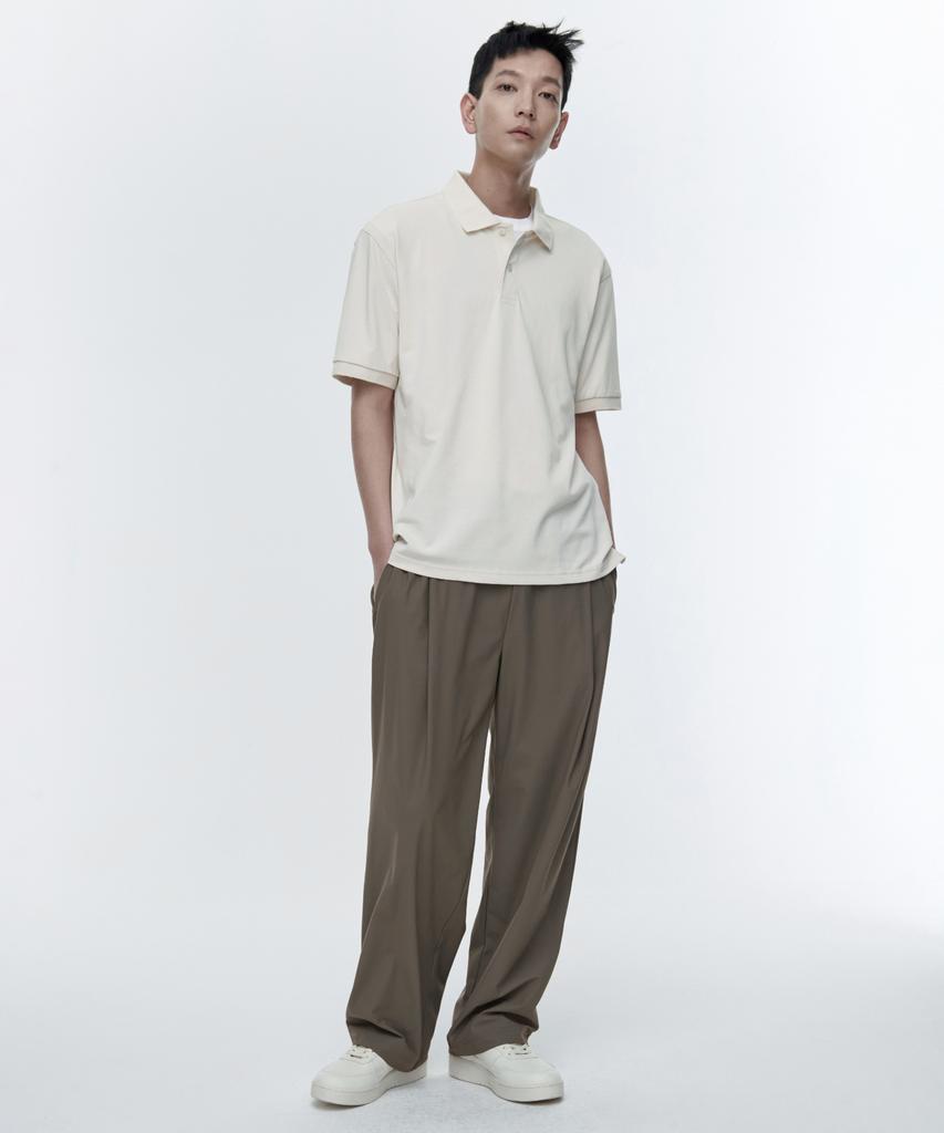 MUSINSA STANDARD Cooling Deep Tuck Wide Elastic Waist Pants [Dusty Beige]
