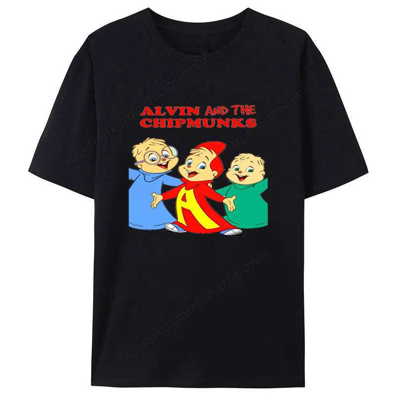 Alvin And The Chipmunks Red Shirt Unisex Sp Movie Promo Nerd Geek Animation Adult Tshirt Graphic T Shirts Cotton Tee Tops