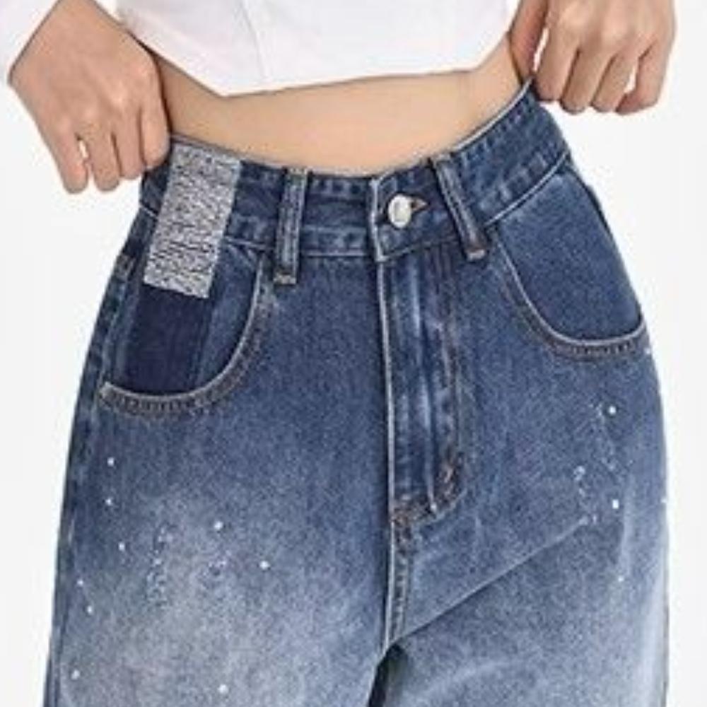 Gradient Fashion Design Wide Leg Jeans Women Autumn New High Waist Elegant Slim Long Pants Casual Drape Straight Mop Pants
