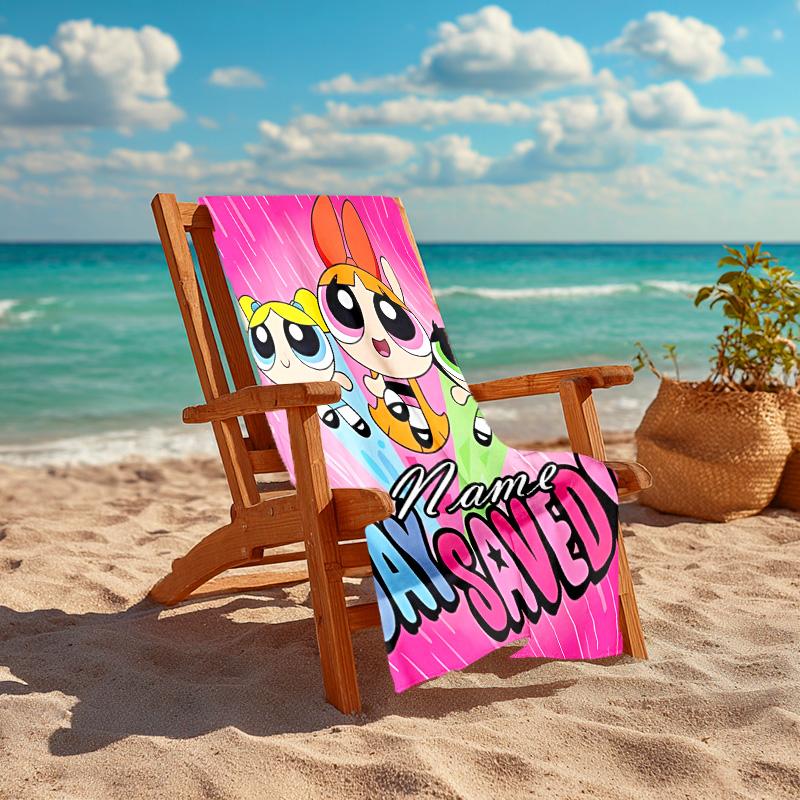 Personalized customized proof beach towel with The Powerpuff Girls pattern - soft, absorbent,quick-drying,perfect swimming,camping&bathing