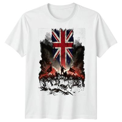 UK Kampfflagge Herren T-Shirt Union Jack T-Shirt Armee Soldat Marine Großbritannien Top