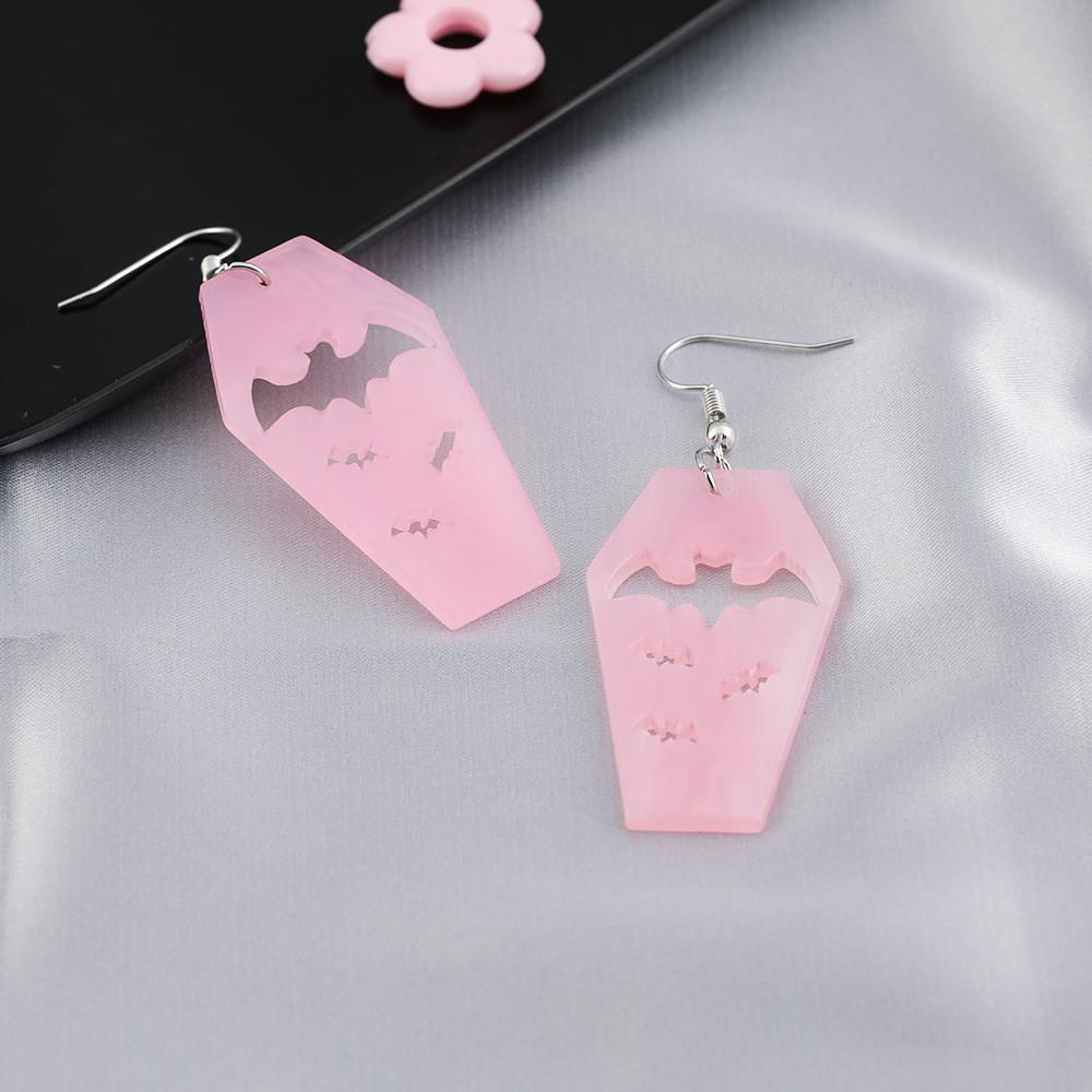 Fledermaus-Anhänger Kreative Ohrringe für Damen in modischem Weiß und Lila