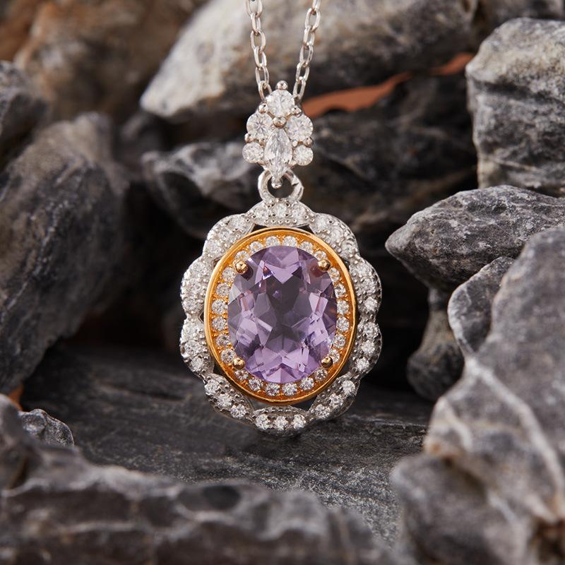 

S925 Sterling Silver Natural Colored Treasure Necklace Women S Topaz Citrine Amethyst Pendant Earrings Jewelry