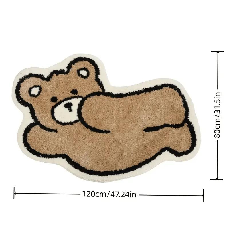 Minimalist Bear Tufted Rug Anti-slip Plush Bedside Carpet Soft Washable Floor Mat for Bedroom Living Room Kids Room