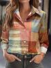 New Women's Spring Elegant Lapel Tops Textured Printed Slim Shirt Autumn Office Women's Fashion Long Sleeve Single Breasted Tops