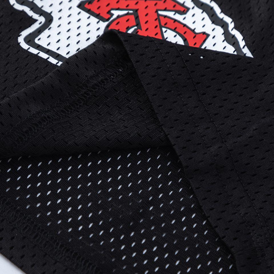 EES-15 Herren Mesh Sportshorts, Schwarz Kansas City Chiefs Logo Print Atmungsaktiv Sommer Street Strand Boardshorts