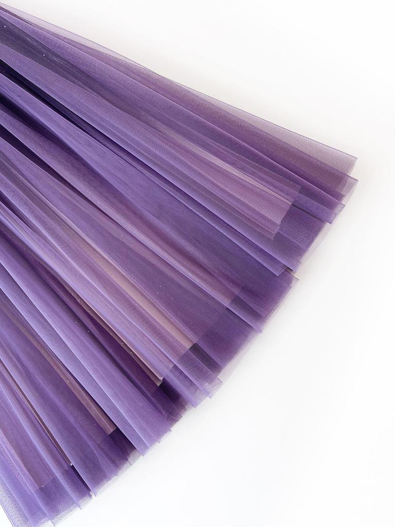 Women's Starry Sky Gradient Pleated Mesh Skirt 2026: Fashionable Slimming Long Skirt with Large Hem