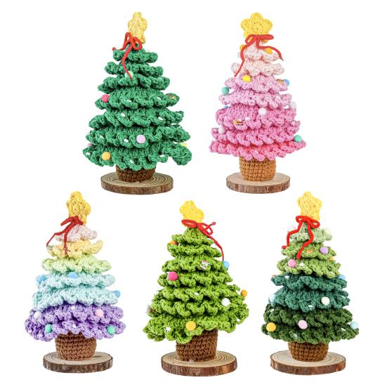 Christmas Ornament Handmade Mini Tree Star Tree Top 7 Layers Wooden Base Xmas Tree