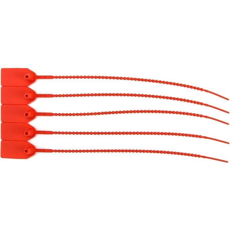 Kunststoff-Manipulationssicherungen, 100 Stück Manipulationssicherer selbstverriegelnder Sicherheits-Kabelbinder, Sicherheitsanhänger für Feuerlöscher und Brandschutz, 9-13/16" lang, Rot