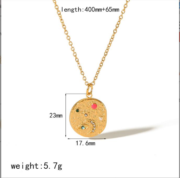 European and American Fashion Trends, Charm, Sun, Moon, Stars, Stainless Steel Necklace