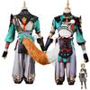 Gorou Cosplay Costume Wig Game   Blue Fox Boy Gorou Cosplay Clothes Tail Pants Wigs Halloween Costumes for Men
