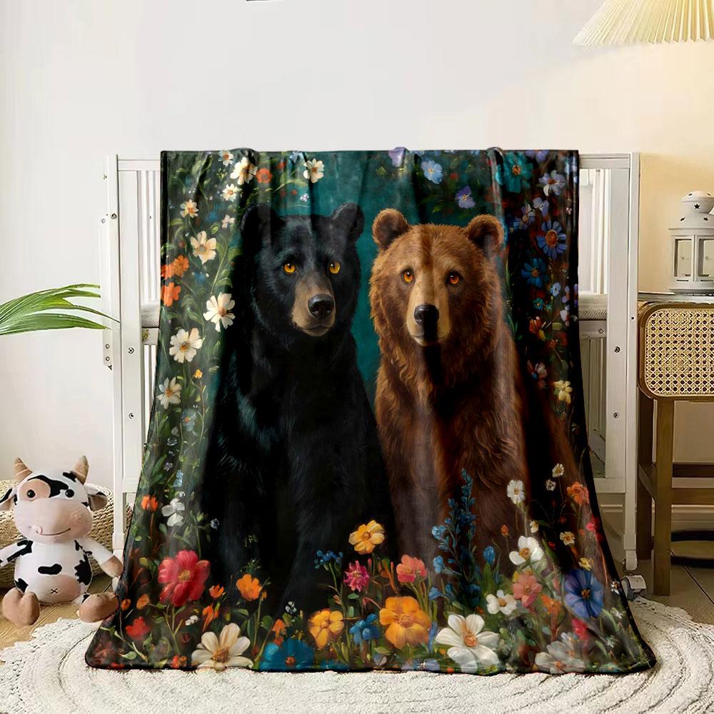 

Animals of The Dark Green Forest Printed Blanket Children Adult Soft and Warm Bedding for Sofa Outdoor Travel Cover Blanket 75x90cm