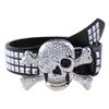 Rhinestone Black Rivet Belt Adjustable Skeleton Belt Skull Wide Waistband  Trouser Decoration