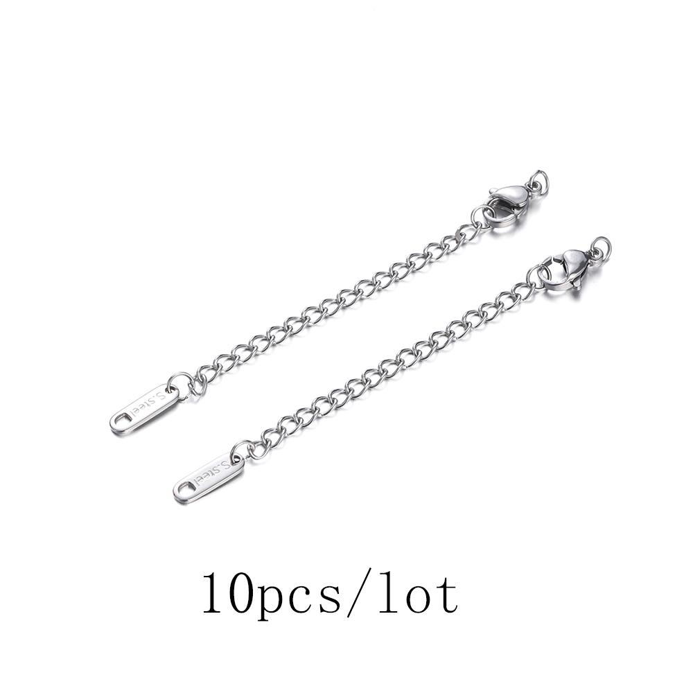 10/50pcs Stainless Steel Extension Chains with Lobster Clasps Connector Link Necklace Tail Making DIY Bracelet Accessories