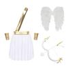 Mens Cupid Costume Set Contrast Color Heart Pattern Skirt Detachable Sleeves Wings Bow Arrow