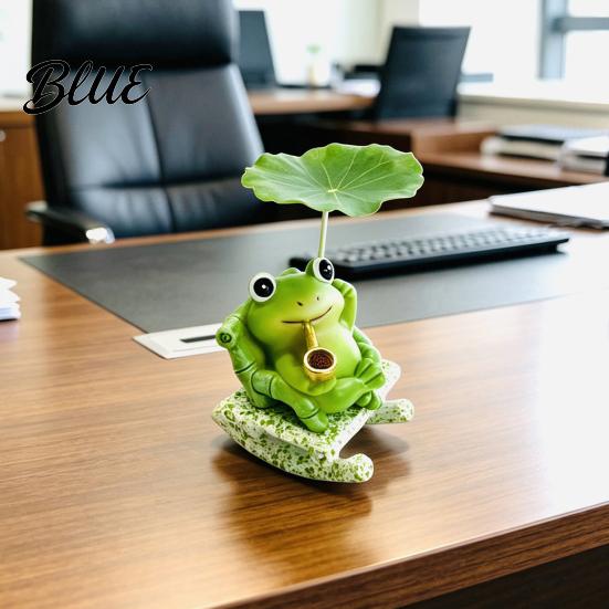 Desktop Wipstoel Kikker Panda Beeldje Schattige Hars Bobbel Decor met Lotusblad Ontwerp Creatief Kantoor Stressverlichting Bureau Ornament voor Auto