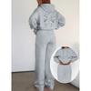 Casual Women's Suit with Interesting Printed Patterns, Fashionable Hooded Sweatshirt and Wide Leg Pants Set