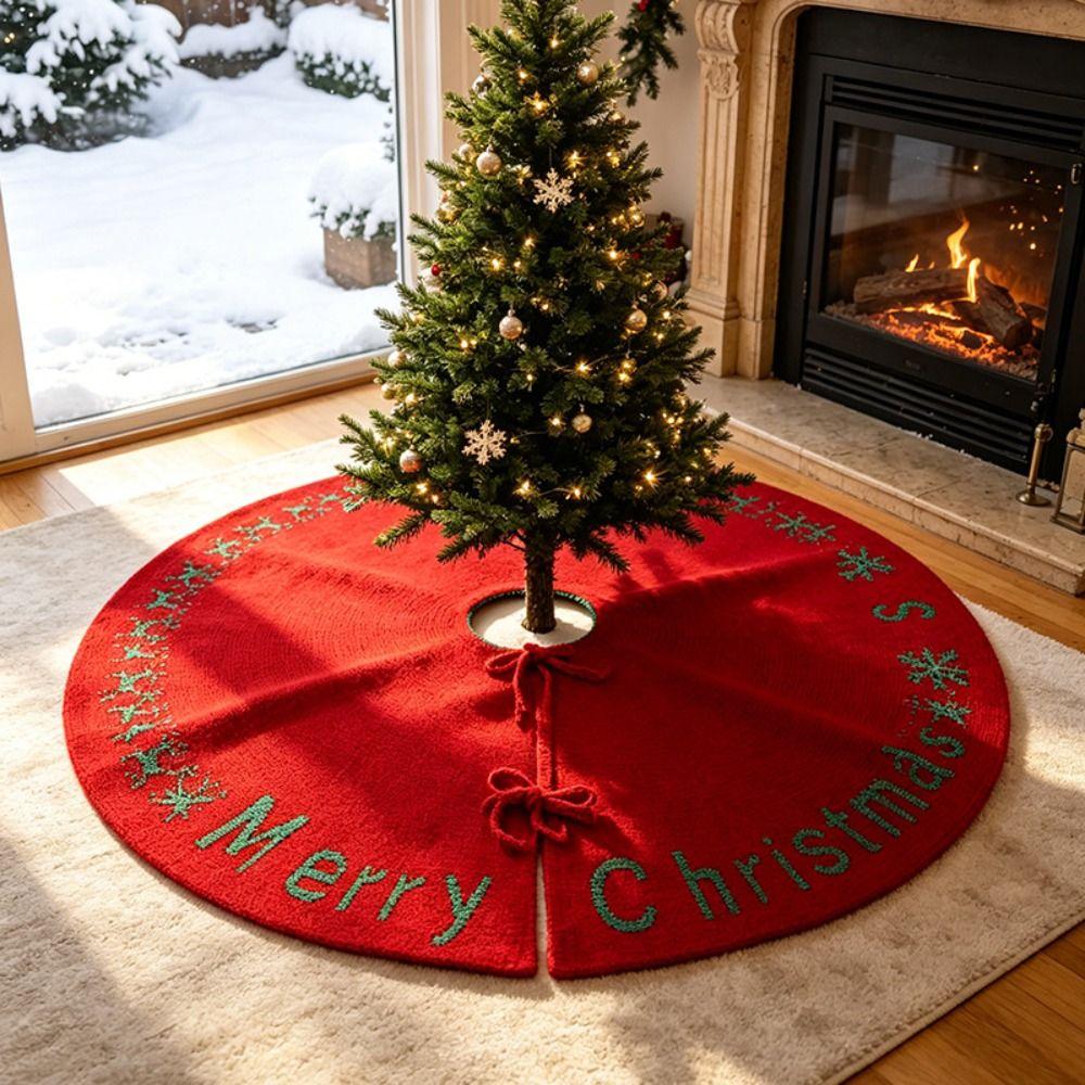 Plush Fabric Xmas Tree Mat Thick Material Holiday Tree Decor Christmas Tree Skirt Party