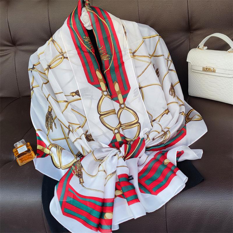 180*90cm muffler fashion Luxury Brand Scarf Women New Style Fashion Color Matching Print Silk Lady Popular Headcloth Beach Shawl
