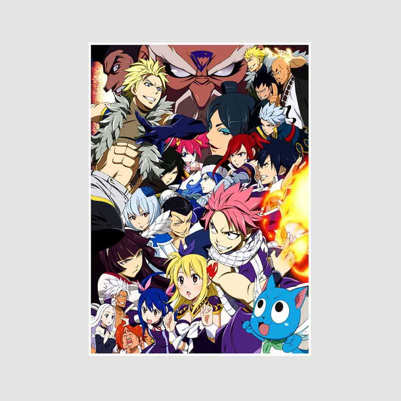 Japanische klassische Anime-Poster und Drucke, Wanddekoration, Retro-Weißpapier, Fairy Tail-Poster, Kunstgemälde, Wohnzimmer, Heimdekoration, Wandbild