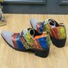 New Men British Trend Charm Mixed Color Pointed Height Increasing Shoes Male Dress Wedding Homecoming Footwear Zapatos Hombre