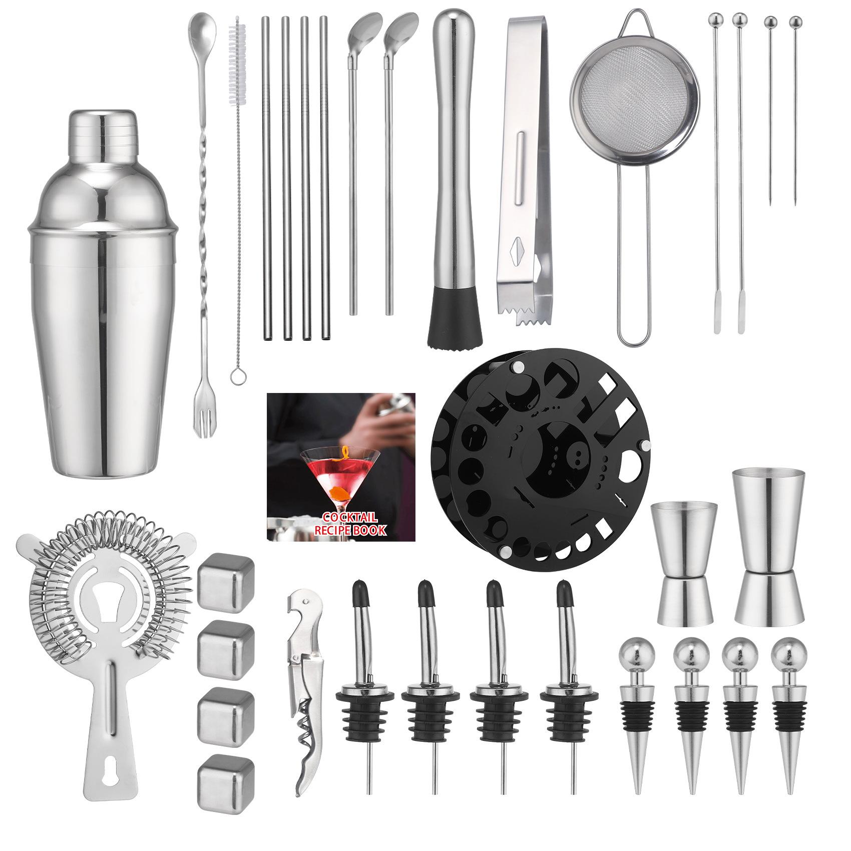 

33 предмета Нержавеющая сталь Миксер Шейкер для коктейлей Шейкер Стойка для хранения Набор Бостонского миксера