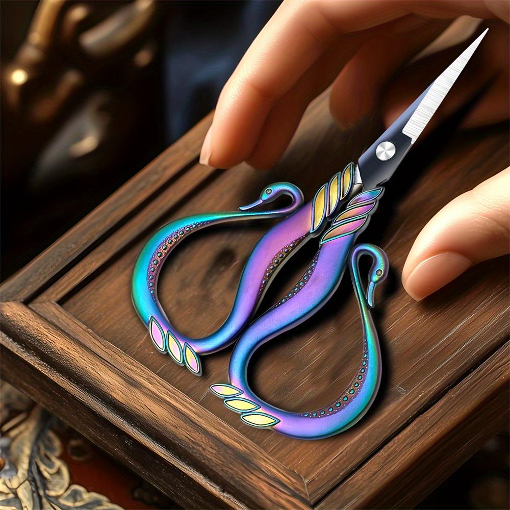 [1pc Vintage Steel Scissors] Vintage Style Scissors - 1pc Durable Steel Mini Sewing Cutter with Elegant Metallic Handles | Perfect for Embroidery