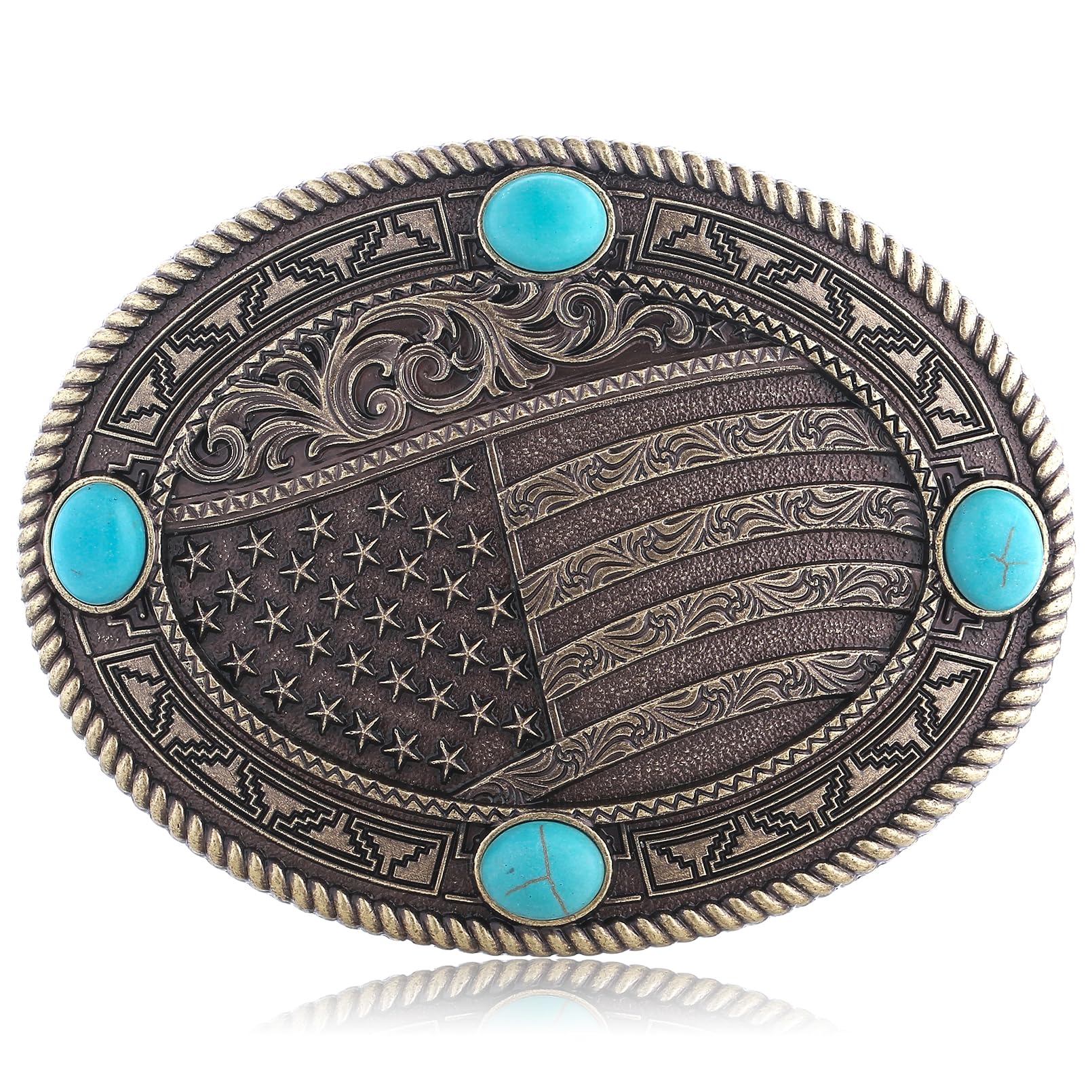 Western Belt Buckle for Men American Flag Deer Longhorn Bull Horse Cowboy Belt Buckles Rodeo Cowgirl Square Buckles