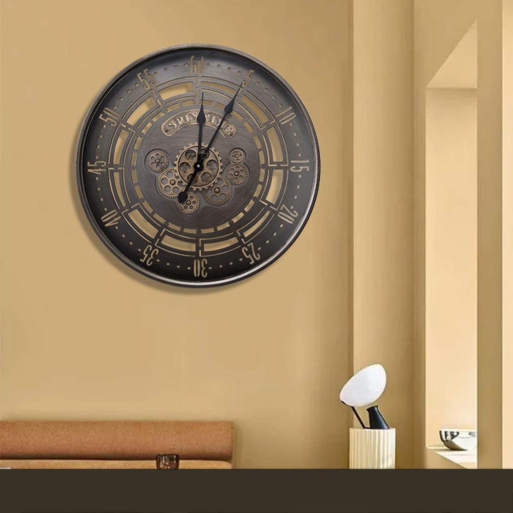 Retro Wall Clock Gear Creative Art Clock Iron Decoration for Bar Living Room Home