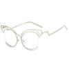 New Fashion Luxury Design Silver And Gold Round Large Frame Women's Anti Blue Light Radiation Flat Glasses Without Degree