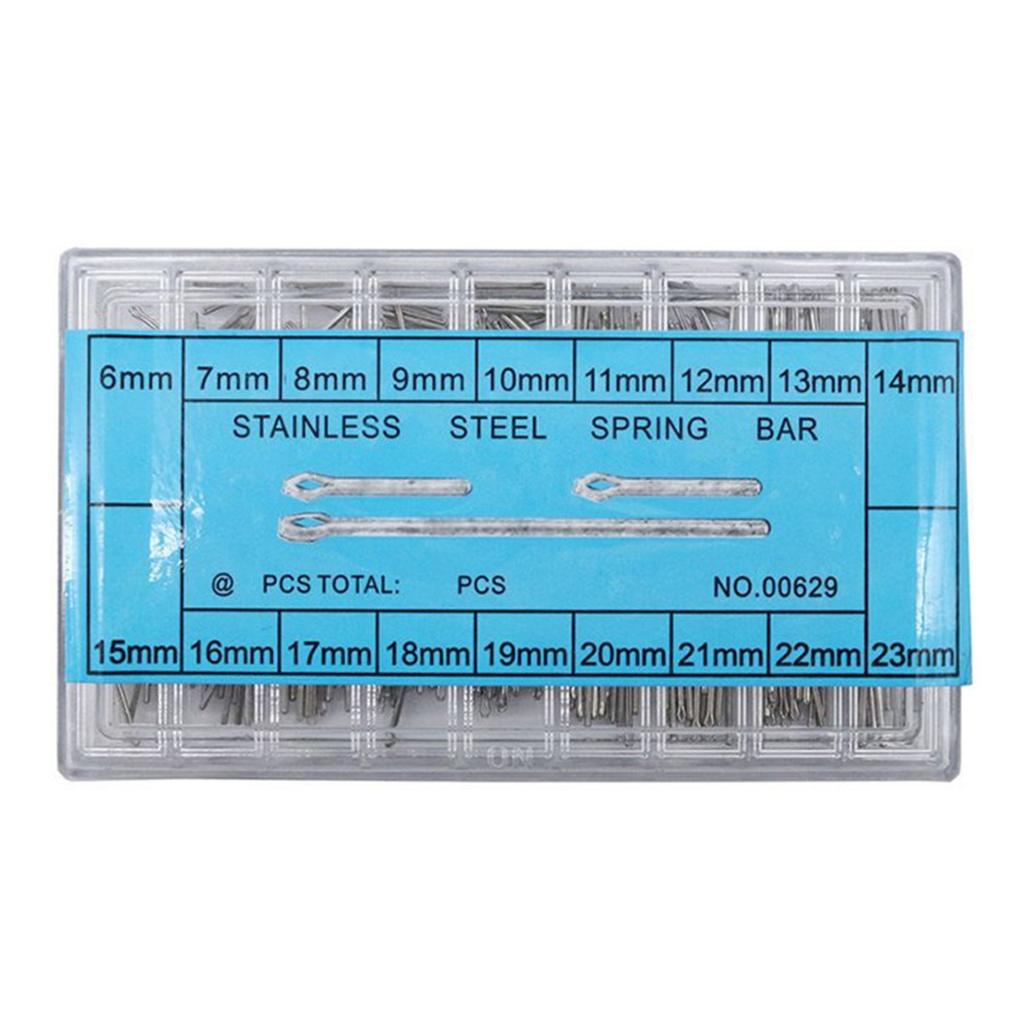 360 pièces Goupilles fendues argentées pour bracelet de montre avec boîte Acier inoxydable Bracelet de montre Bracelet Maillons Goupilles fendues Assortiment Outils de réparation