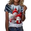 Womens Slim Fit Round Neck Short Sleeve T-Shirt With 3D Santa Claus Print Soft Cotton-Feel Fabric Casual Office Wear