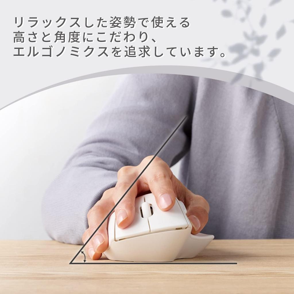 ELECOM SHELLPHA Wireless 5 Buttons Tilt Mouse, Bluetooth, Quiet, Antibacterial, + Wheel, White, M-SH30BBSKWH