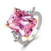 Tvåfärgad rektangulär diamantring, hög kol, 10 g stora rosa och gula diamanter