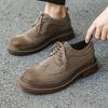 Luxury Men's British Brogues Style Streetwear Vintage Thick Platform Increase Casual Leather Shoes Soft Male Dress Shoes