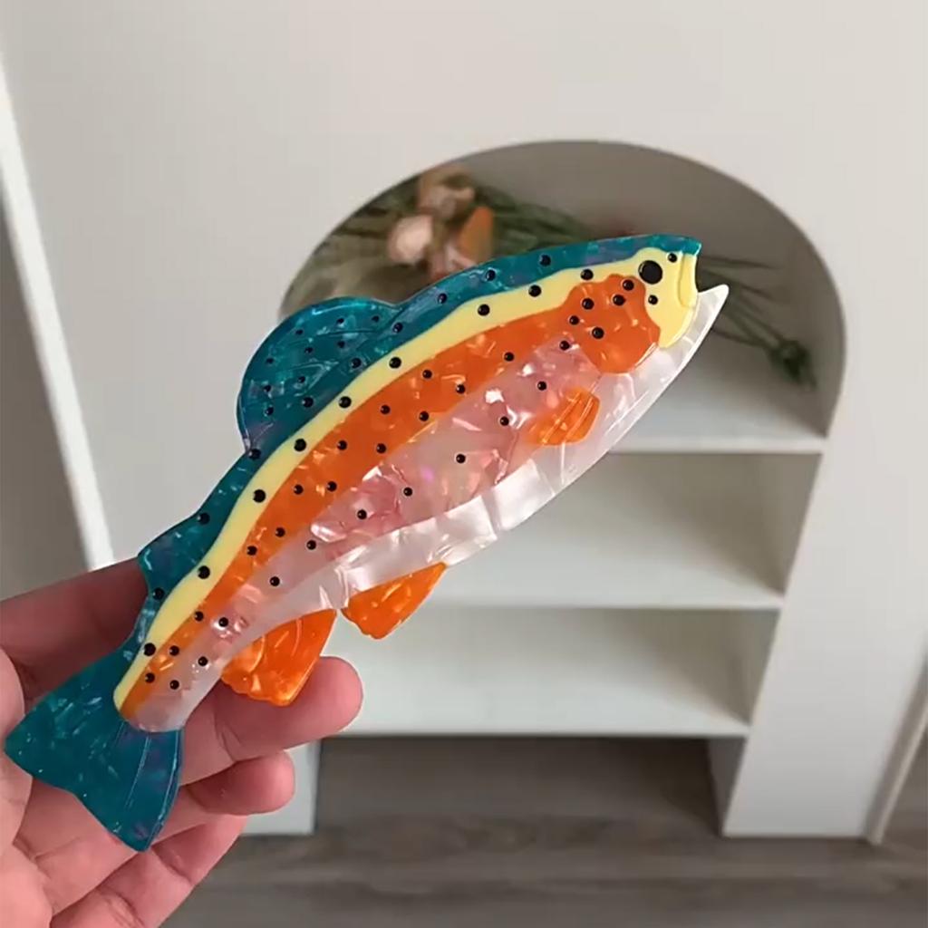 Colorful Acetate Fish Hair Claw Clip for Women with Strong Grip and Life Like Designs for Daily Wear Theme Occasion
