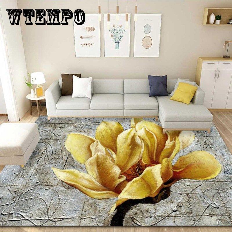 

3D европейский ковер с принтом, цветок, растение, коврик для гостиной, чайного столика, геометрический абстрактный коврик для спальни, прикроватное одеяло, коврик для ног