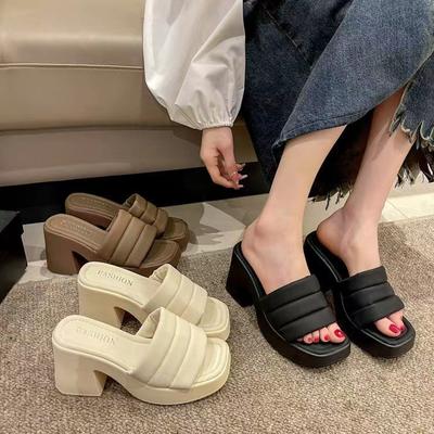 Muffin Thick-soled Cool Slippers Women's Outer Wear Summer New Fashion Niche Women's Shoes Design Sense Beach One-word Drag