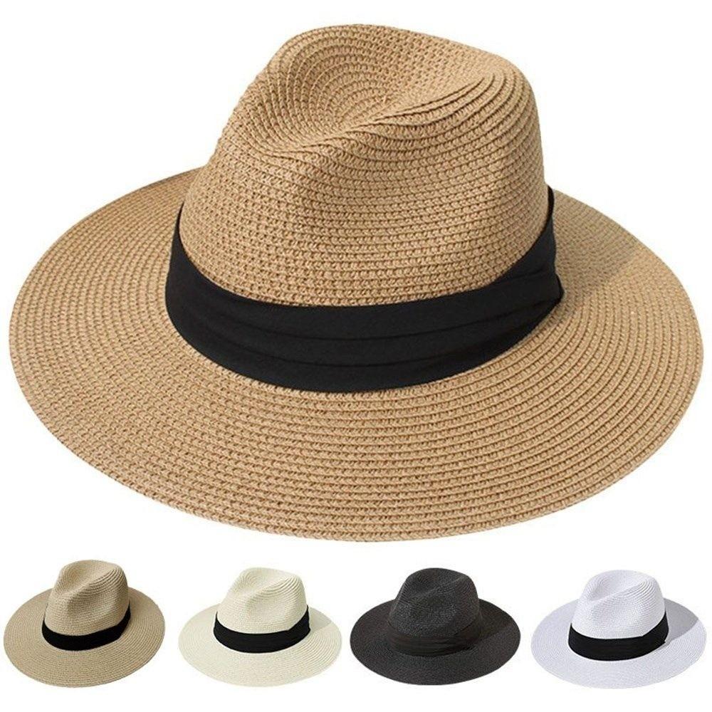 Sun Protection Summer Sun Hat Flat Brim Beach Cap Fashion Jazz Hat  Unisex