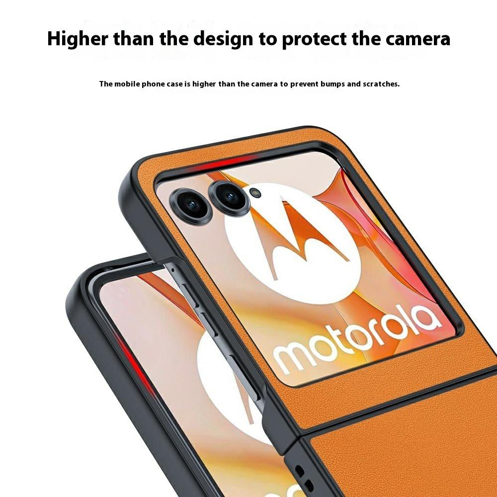 For Motorola Razr 60 Case Ultra Thin Leather Coated Hard PC Folding Phone Cover