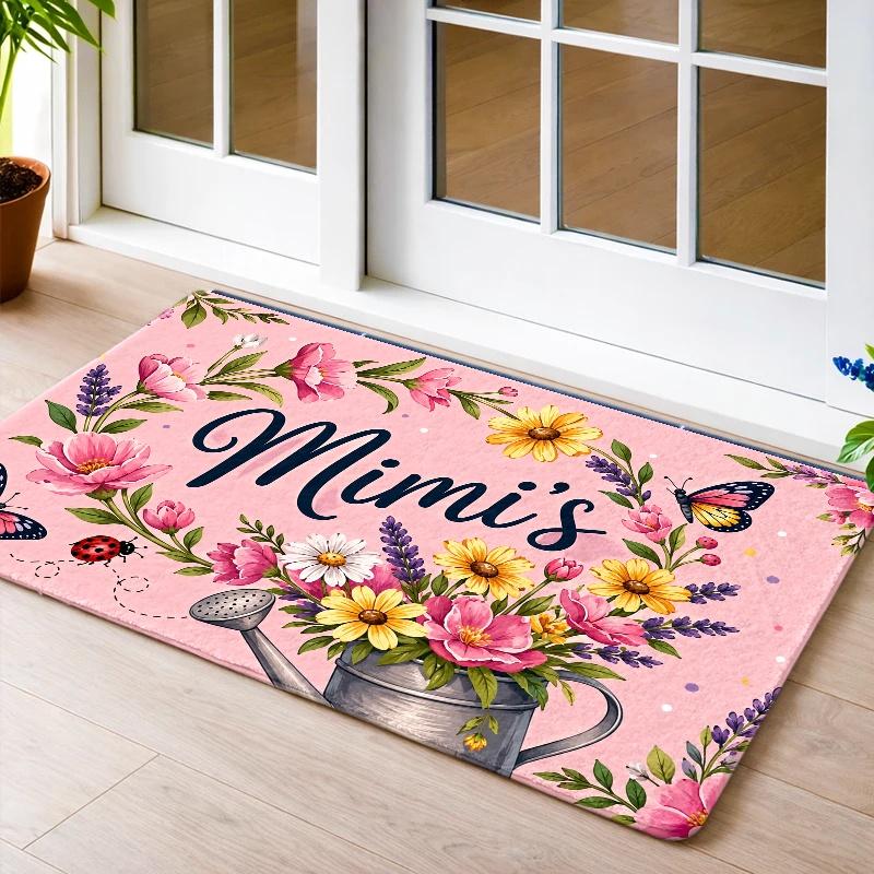 1Pcs Anti Fatigue Kitchen Rugs,Floral Butterfly Print Waterproof Non-Slip Thick Cushioned Kitchen Mat Heavy Duty Comfort Standing Mat for Kitchen