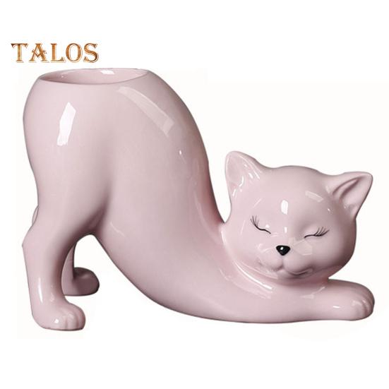 

Керамічний горщик для кошенят. Кашпо для сукулентів з дренажним отвором. Унікальний дизайн. У мінімалістичному стилі. Тримач для тварин. Контейнер для бонсай. рожевий