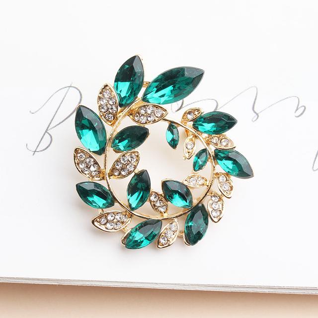 Pomlee Rhinestone Crystal Olives Brooches Unisex Women And Men Brooch Pin Collar Jewelry Suit Coat T -Shirt Dress Accessories