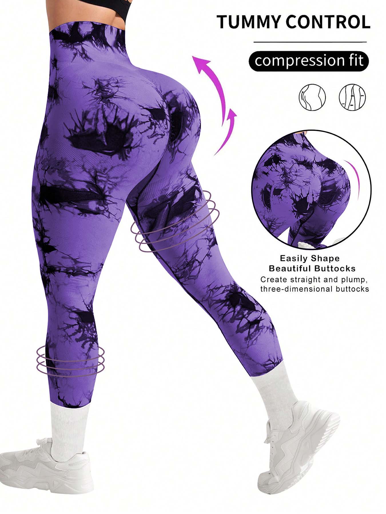 

Women s high waisted tie dye yoga pants - high elasticity tight fitting hip lifting design, fitness and sports tight pants. “S”、“M”、“L”、“XL”