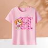 PAW Patrol Çocuk Pembe Kısa Kollu Tişört Kızlar Skye Polyester Üstler Çizgi Film 26 Harf Baskılı Sweatshirt Çocuk Doğum Günü Hediyeleri