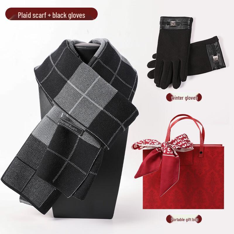 

Мужской клетчатый шарф и перчатки подарочный набор One Size