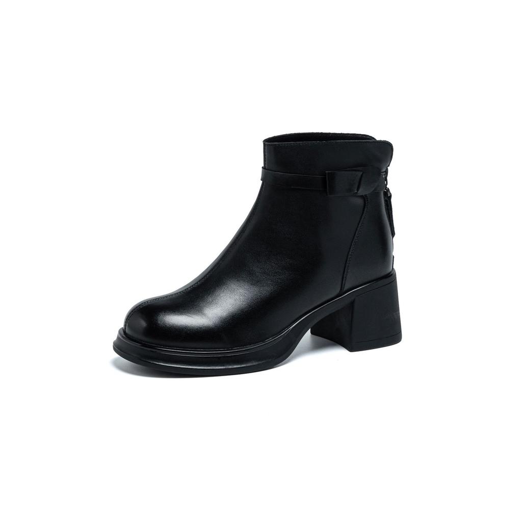 Leather thick heel Martin boots women's 2025 new thin boots British casual short boots high heel versatile thin boots