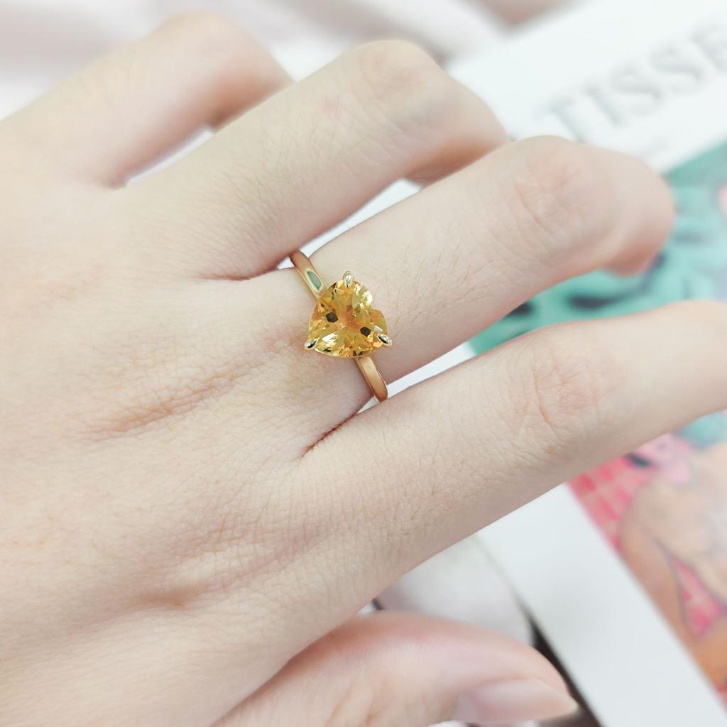 Love 2 Carat Gemstone Ring S925 Sterling Silver With Natural Garnet Topaz Heart Ring Wedding Ring