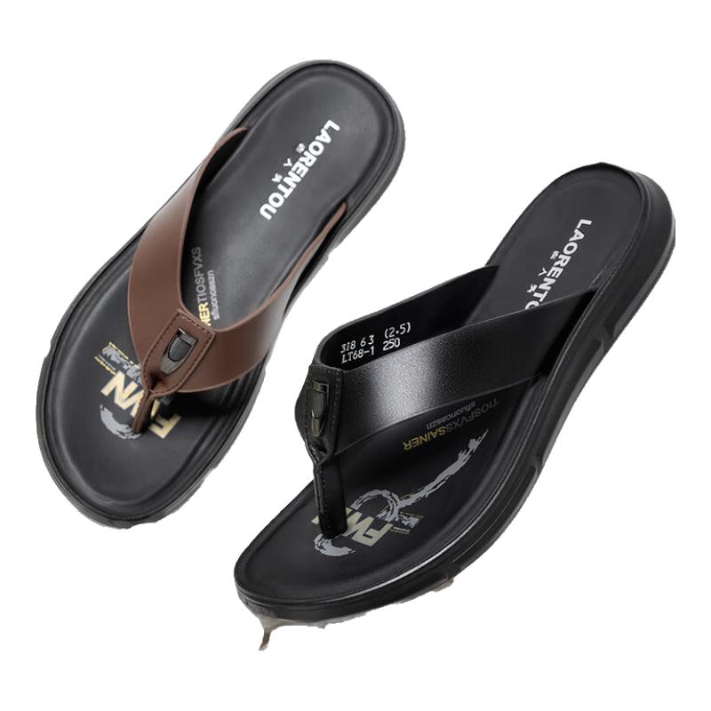 LAORENTOU Men s Casual Flip-Flops 41 чёрный